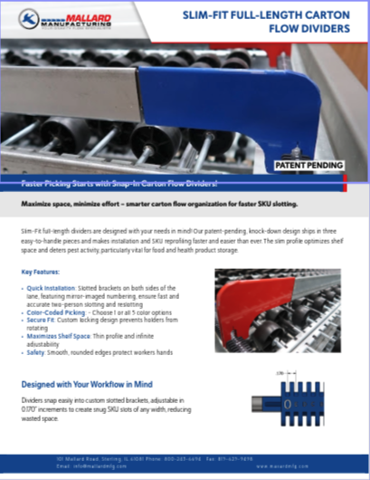 Slim-Fit Full-Length Carton Flow Dividers | Mallard Manufacturing